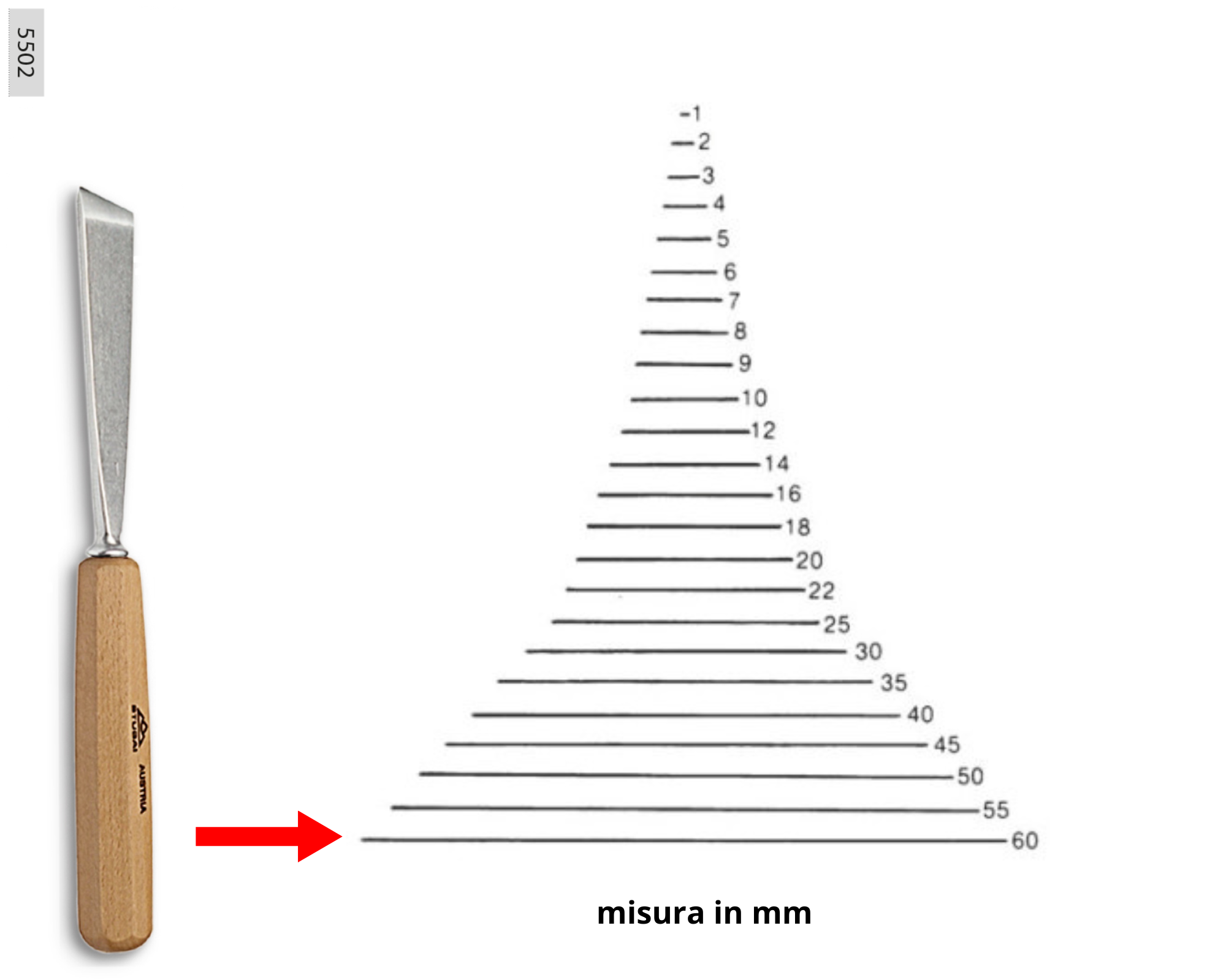 Stubai 521260 Sgorbia Per Scultori Modello 12 - Larghezza 60mm, Legno (Qualità Professionale, Made In Italy?)