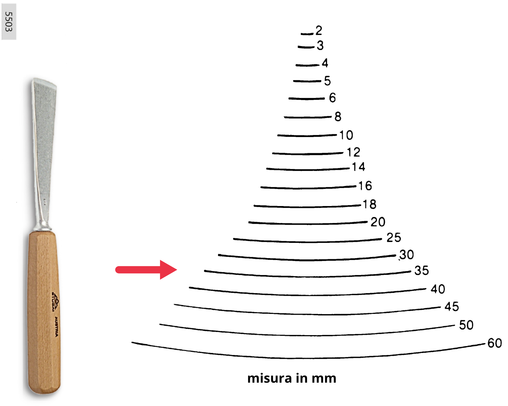 550003 STUBAI – MANICO PER SGORBIA PER SCULTORI 145 MM – Utensili Manzanese