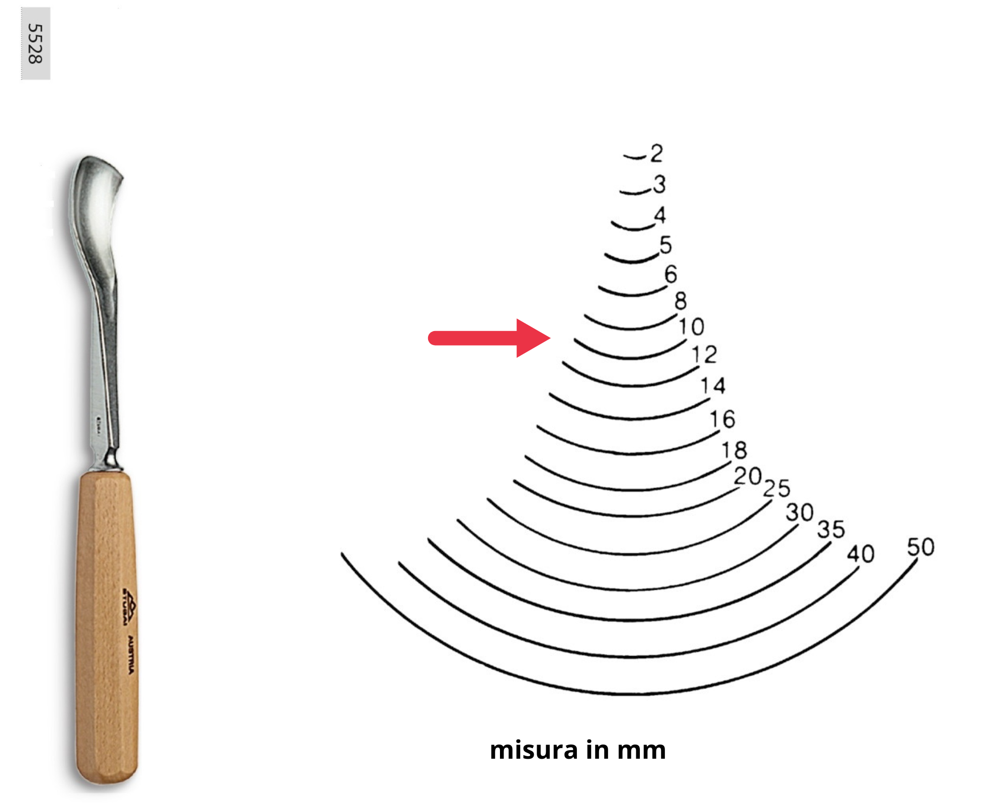 Sgorbia Per Scultori Stubai Modello 3 – Larghezza 18 Mm, Con Manico, Alta Qualità