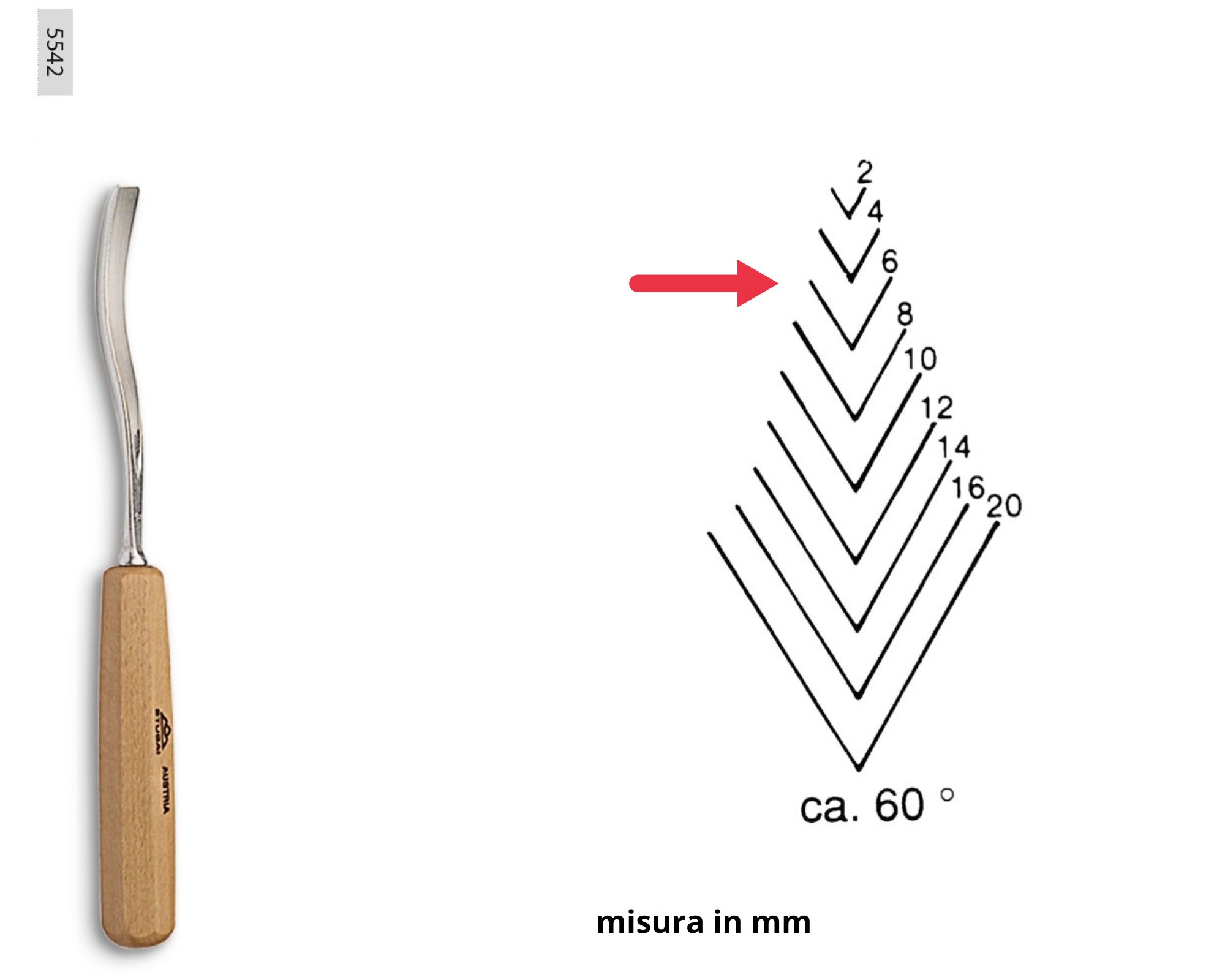 Stubai 524016 Sgorbia Per Scultori Con Manico, Modello 40, 16 Mm: Tradizione E Precisione Da Oltre 100 Anni