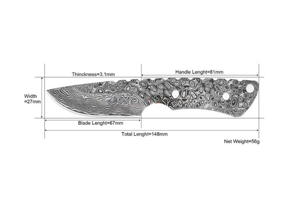 Lama In Acciaio Damasco Damascus Blank Blade per Coltello